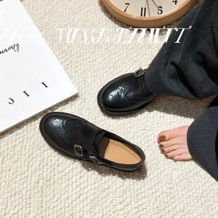 牛皮版~英伦风精致雕花巴洛克单鞋孟克皮鞋女鞋真皮乐福鞋小皮鞋