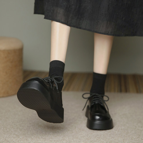 真皮英伦风小皮鞋女厚底2025新款