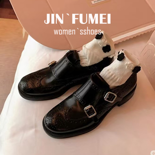 牛皮版~布洛克单鞋孟克皮鞋女英伦风精致雕花真皮乐福鞋女小皮鞋