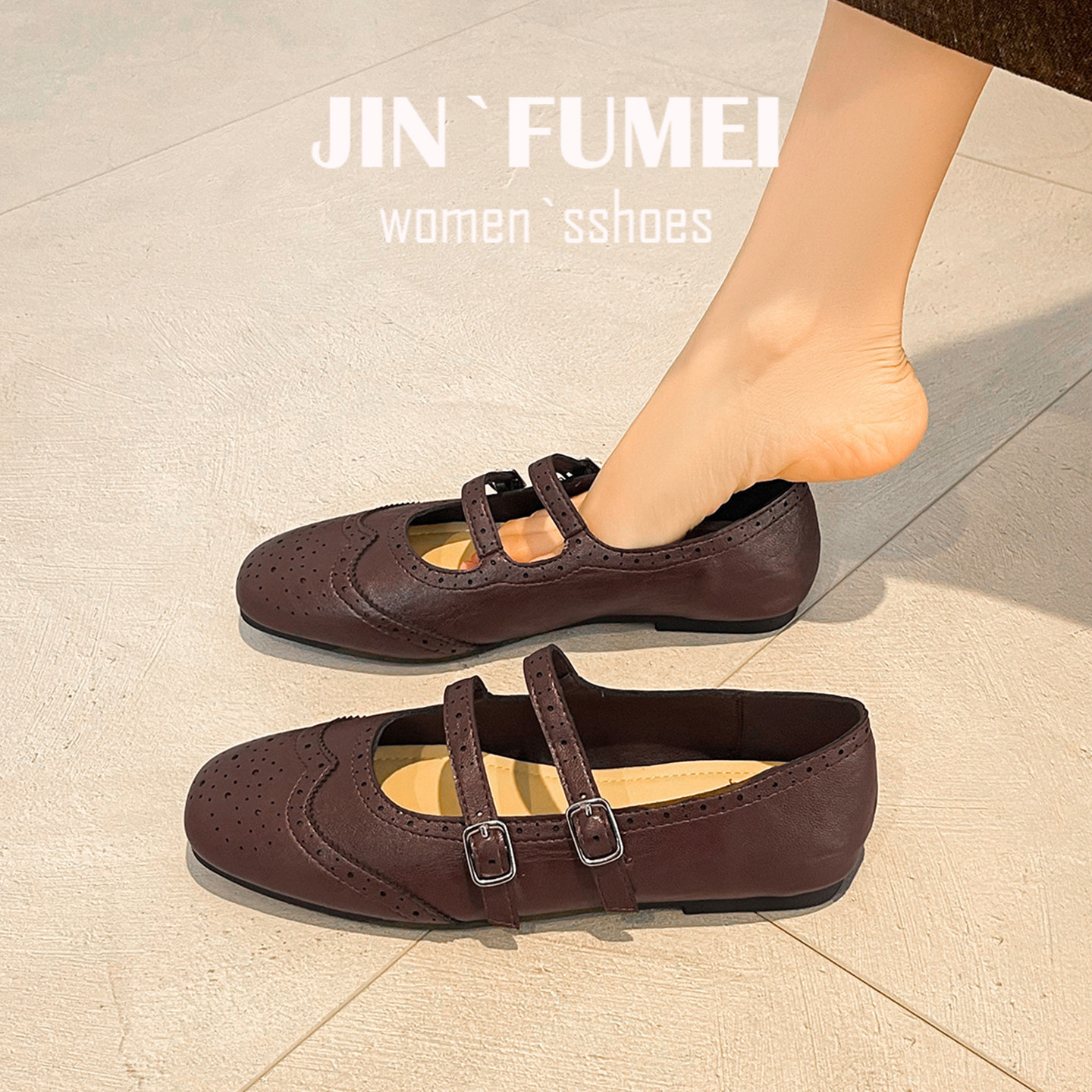 牛皮版~英伦风圆头拼接玛丽珍鞋女布洛克春新款单鞋芭蕾风女大码,女鞋,时尚芭蕾鞋,淘宝优惠券,粉丝福利购,淘宝优惠卷