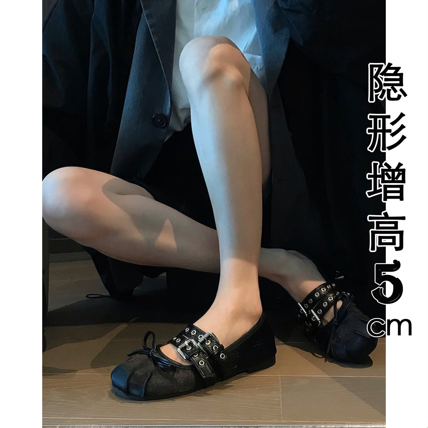 法式玛丽珍鞋女内增高蝴蝶结单鞋