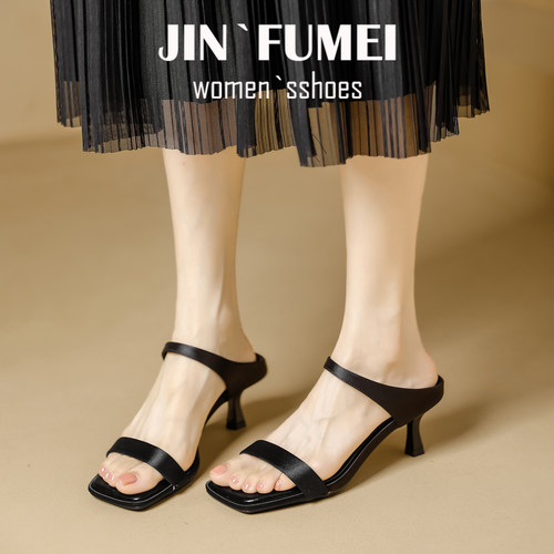 法式方头露趾凉鞋女夏季新款高跟