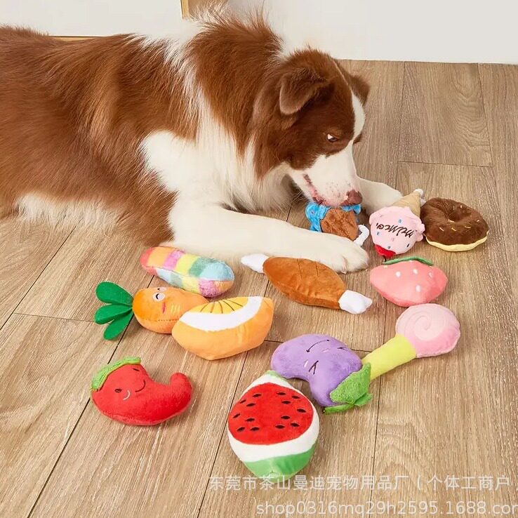 宠物毛绒发声玩具香蕉鸡腿发泄猫狗毛绒玩具宠物礼包套装玩具