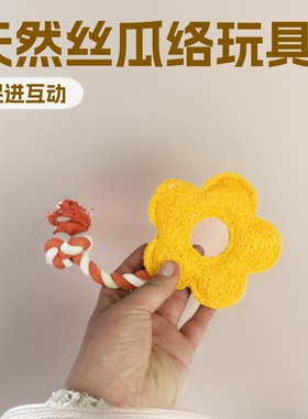 天然丝瓜络棉绳花朵狗猫玩具梅花丝瓜络结绳玩具人宠互动训狗爆款