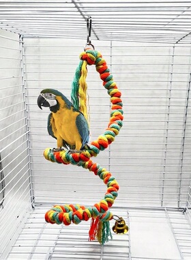 跨境热销鹦鹉玩具彩色棉绳攀爬绳旋转爬绳笼装饰品鸟类啃咬磨嘴批