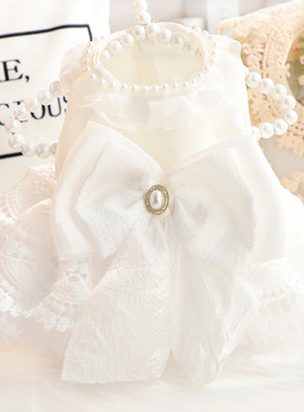 狗狗衣服春夏薄款猫咪公主裙王妃白色婚纱礼服小型犬泰迪宠物5675