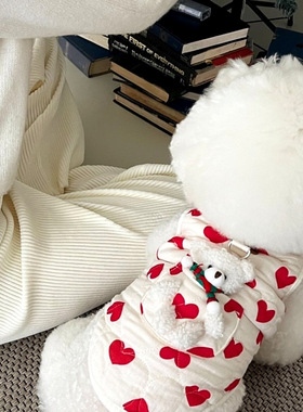 圣诞款宠物衣服可牵引狗狗泰迪比熊博美约克夏小型犬猫咪秋冬装