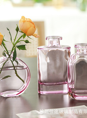 欧式彩色透明创意玻璃花瓶客厅家居装饰桌面摆件鲜花插花瓶批发