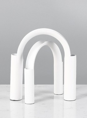 现代简约创意烤漆铁艺花器餐桌客厅书房家居软装饰品电视柜摆件