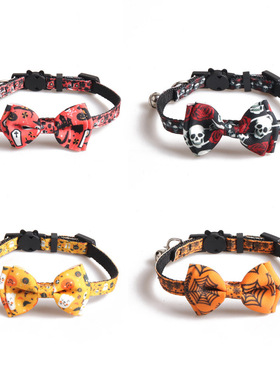 阿明格新品宠物用品 万圣节织带系列猫项圈 鬼魂蜘蛛骷髅南瓜项圈