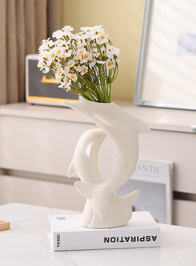 北欧陶瓷花瓶装饰摆件高档餐桌摆设插花瓶客厅奶油家居创意奶油风