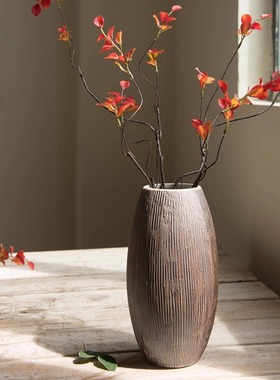 复古侘寂风陶瓷花瓶家居装饰品台面民宿摆件插干花禅意花器