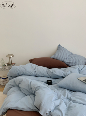 Nuyoah studio 海盐奶咖 原创简约纯色全棉水洗100棉四件套床品
