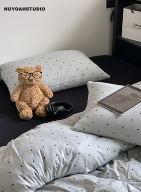 Nuyoah studio 波点点 纯棉针织棉四件套天竺棉床单床上用品秋冬