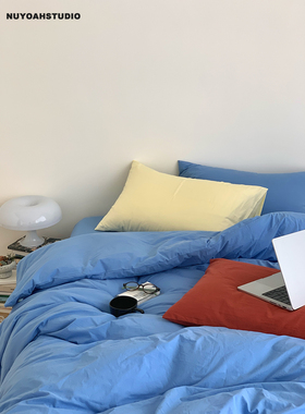 Nuyoah studio 蒙德里安 简约纯色全棉水洗100棉四件套床品秋冬