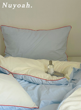 Nuyoah studio 芝士海盐 全棉水洗棉ins简约纯色四件套春夏床品