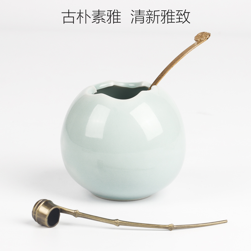 曹一阁水盂铜勺文房四宝用品铜器摆件手工镀铜勺砚滴仿古水盂勺子