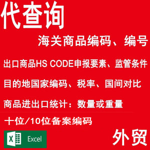 HS编码代查询进出口商品目的国海关关税归类贸易税费对比编号查