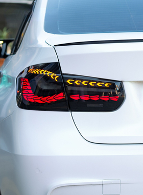 适用于13-18宝马3系尾灯总成F30F35改装LED龙鳞行车流水转向尾灯