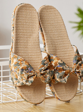 抗菌居家亚麻拖鞋新中式室内外静音地板防滑吸汗布艺女士凉拖鞋