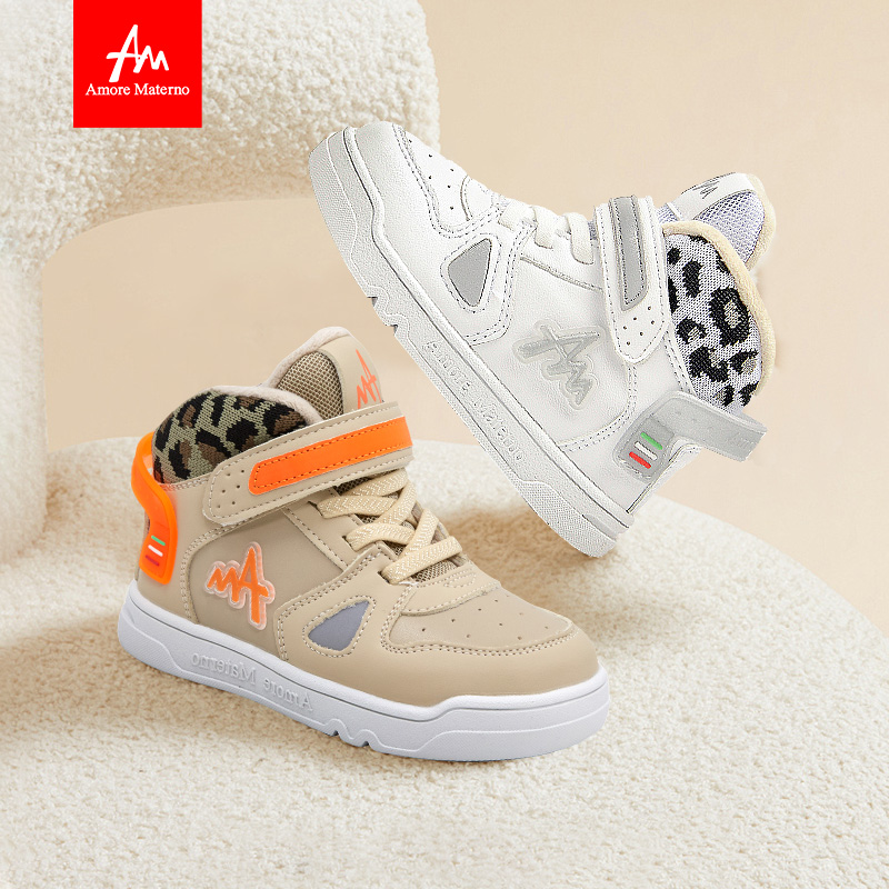 【特价】儿童高帮减震机能鞋秋冬加绒棉鞋男女童运动板鞋2-10岁