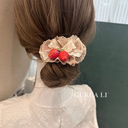 GUKUALI甜美蕾丝草莓重工发夹