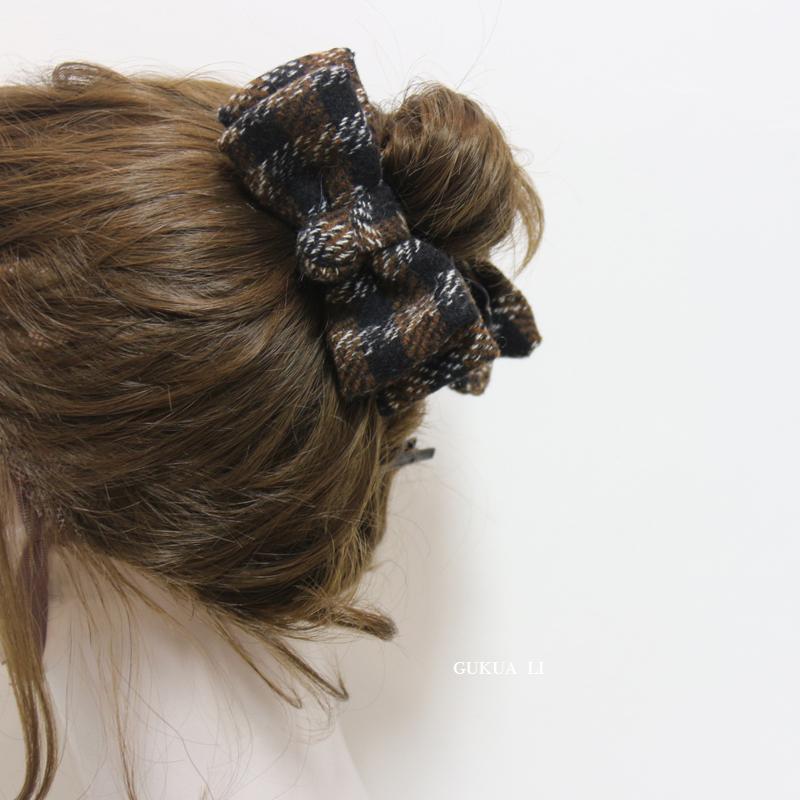 GUKUALI新款后脑勺大号冬日高级感神器丸子夹森系复古蝴蝶结抓夹