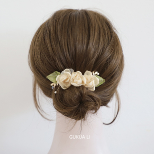 GUKUALI原创 花朵弹簧夹简约百搭少女后脑勺发夹发饰头饰 春夏新款