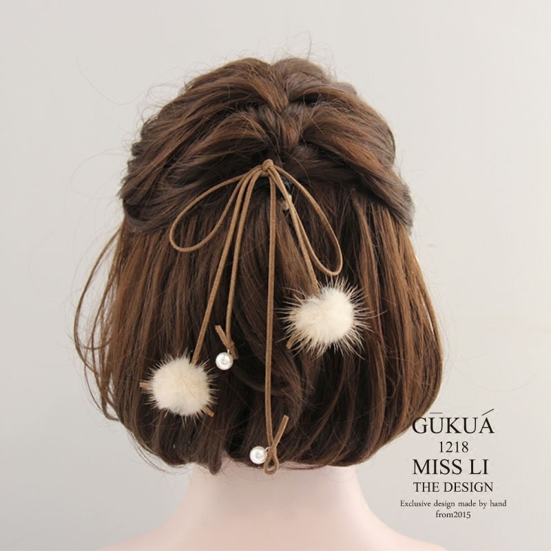 GUKUALI手工牛皮水貂可爱发饰