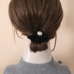 GUKUALI蕾丝珍珠发绳女温柔气质盘发夹发饰发圈高级感弹力发圈新