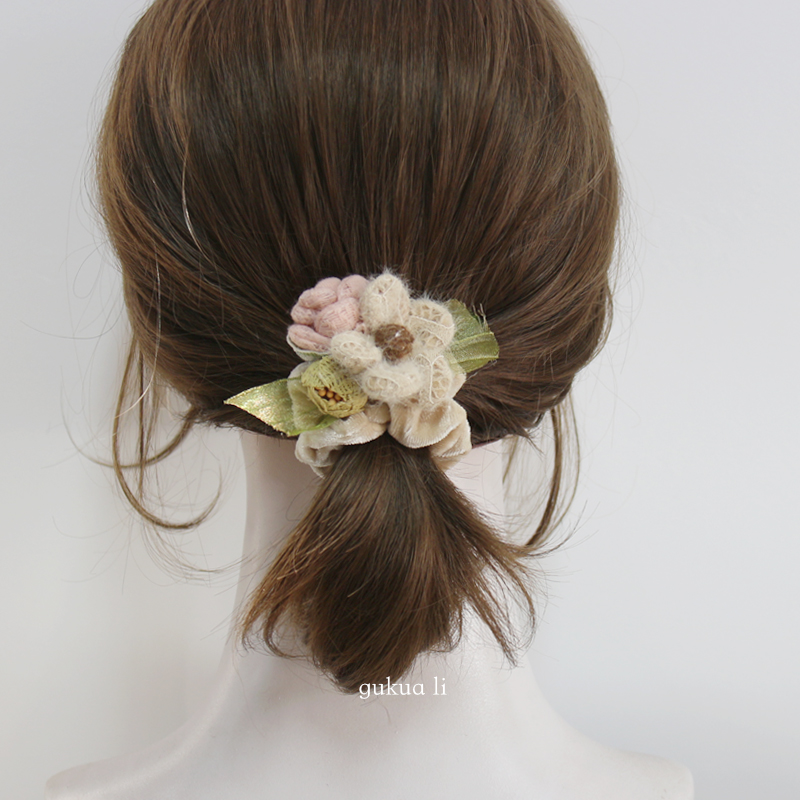 GUKUALI毛绒花朵丝绒小肠圈发圈可爱头饰秋冬新款头饰发饰发圈新