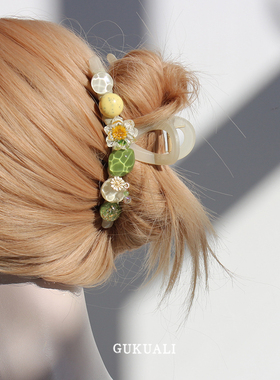 GUKUALI 2025夏季新款向日葵清新抓夹发饰头饰日常通勤鲨鱼夹发夹