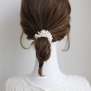 GUKUALI夏百搭温柔如你超仙珍珠发圈女2025新款 头绳扎马尾丸子头