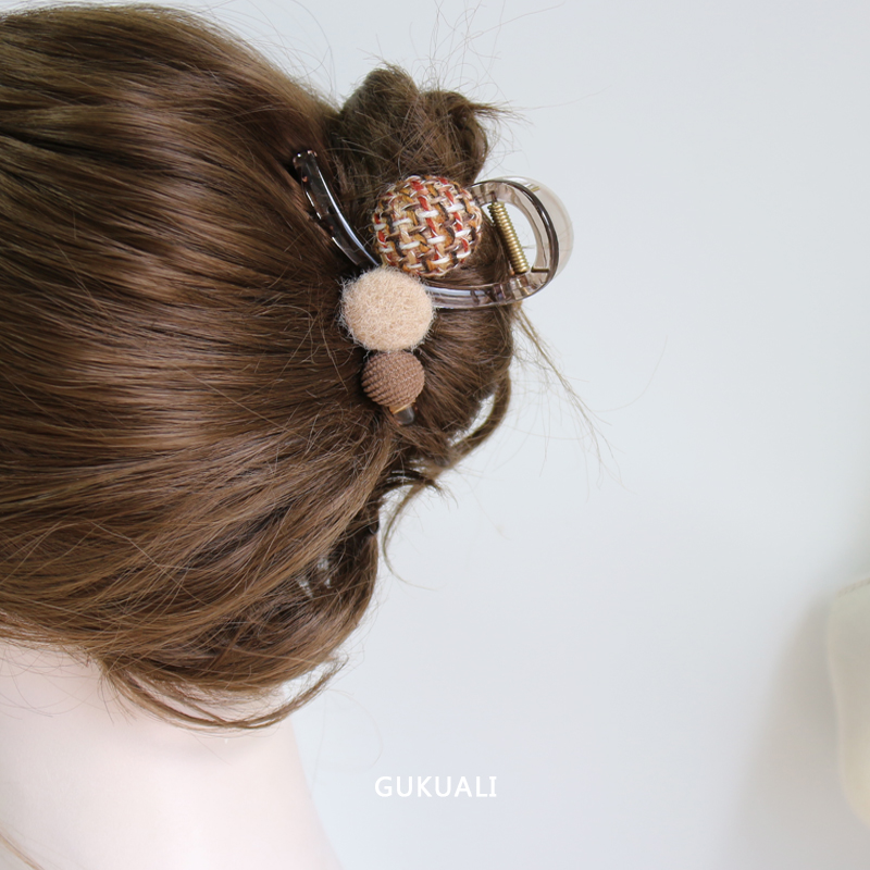 GUKUALI 2025秋季日韩新款豆豆抓夹发饰简约百搭少女发夹鲨鱼夹