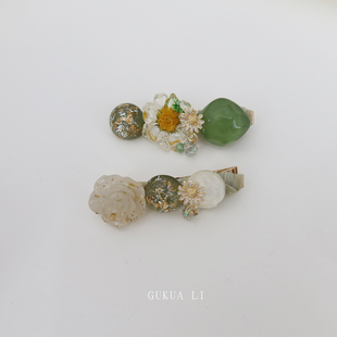 向日葵奶白玫瑰鸭嘴夹发饰头饰甜美侧边夹子 新款 GUKUALI 2025夏季