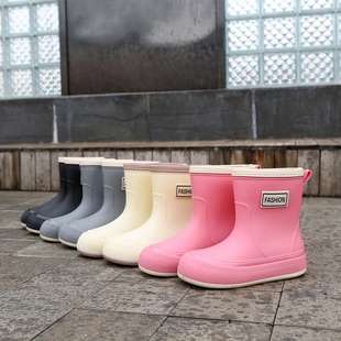 甜美晴雨鞋 水靴套鞋 防水鞋 女雨鞋 女靴中帮时尚 女雨靴成人女装 胶鞋