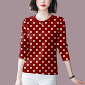 宽松显瘦遮肚T恤女上衣潮 春秋圆领打底印花长袖 气质女装 2026新款