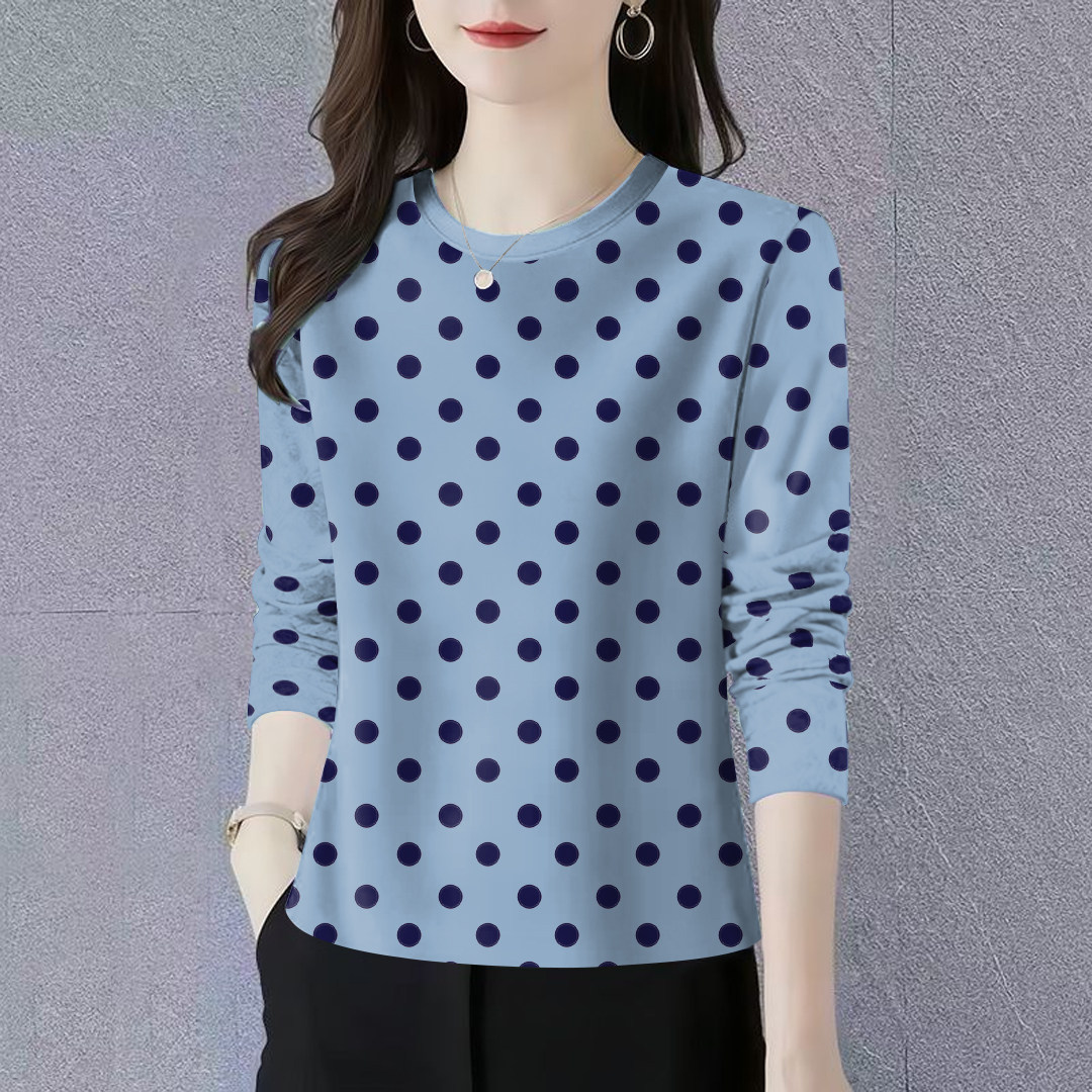 女装2026新款春秋薄款圆领打底印花长袖宽松显瘦遮肚T恤女上衣潮