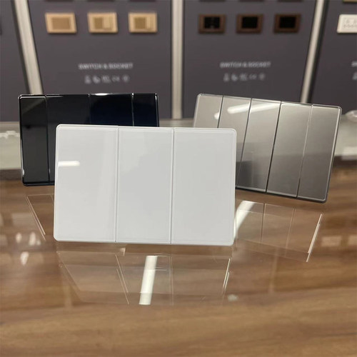 110v台湾插座美式大面板玻璃白色墙壁开关USB+Type-c2.1A快充美标