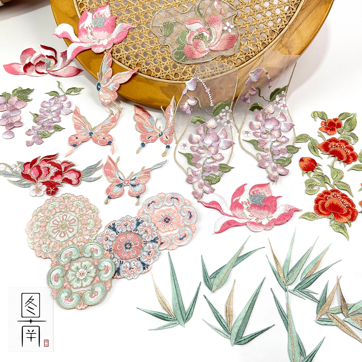 绣花布贴原创精美汉服旗袍古风补丁破洞装饰品居家布艺绣片diy