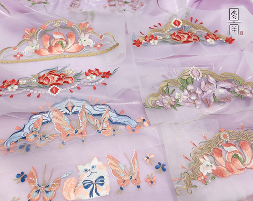 欧根纱古风国风绣花裙头诃子裙头