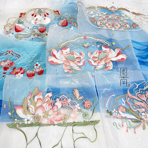 欧根纱汉服手工古风国风绣花