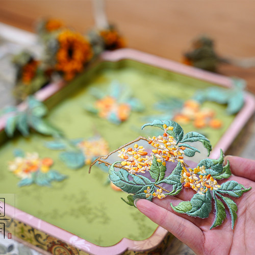 绣花香桂花布贴国风汉服旗袍古风