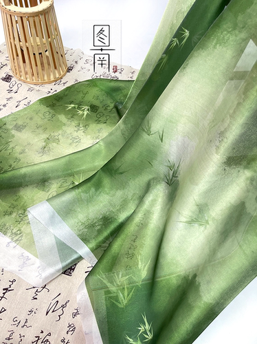 图南雪纺服装古风国风竹子印花