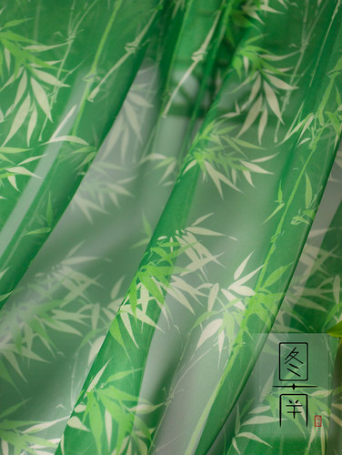 图南雪纺汉服古风竹叶装饰布艺