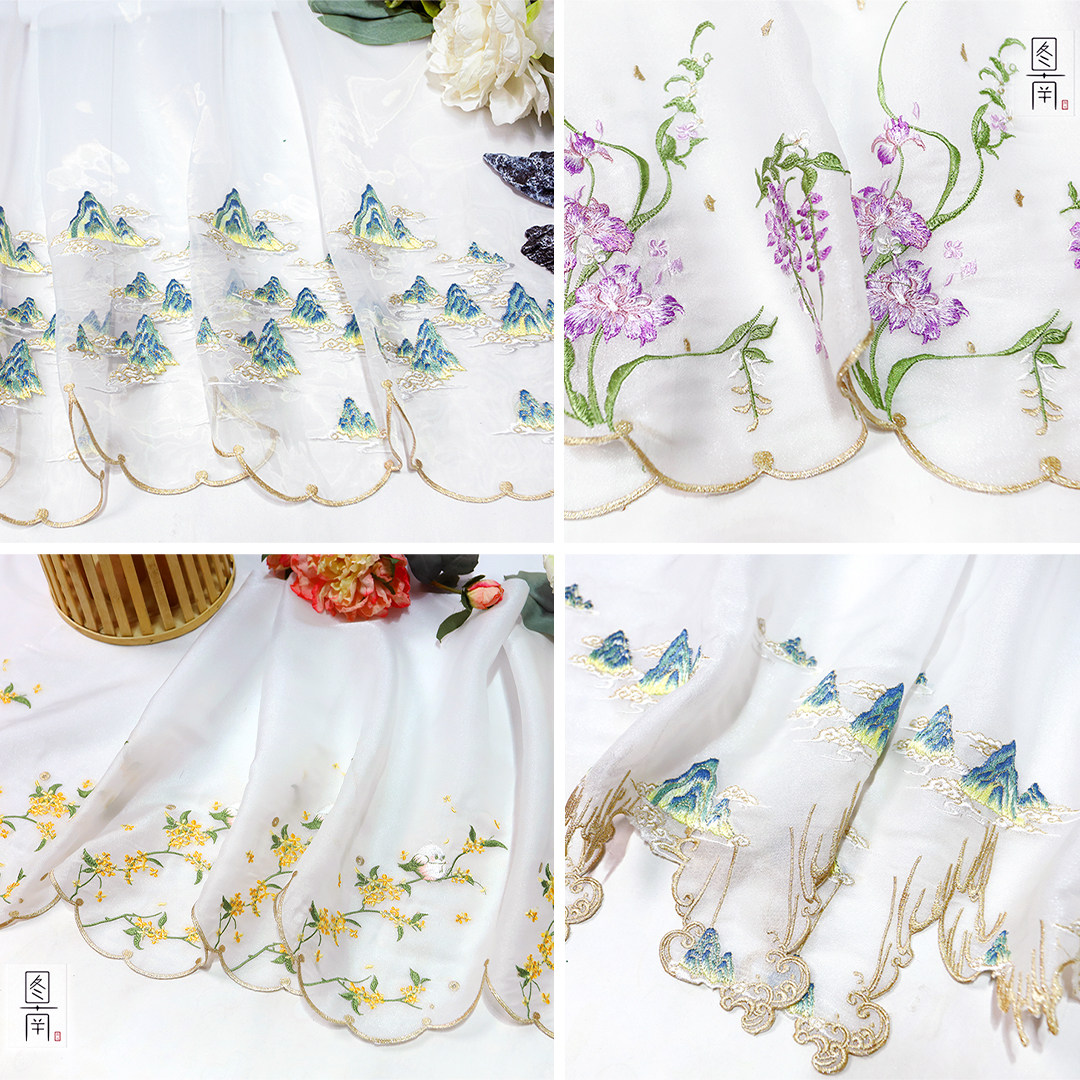 图南雪纺汉服中国风刺绣蕾丝花边图片