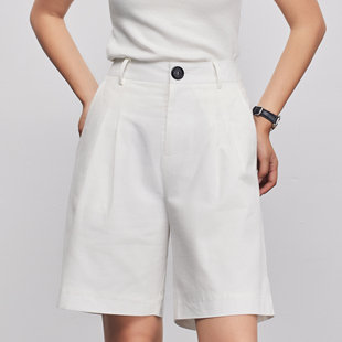 Hua'erDuo'er新款棉麻五分裤西装简约休闲短裤女夏季时尚通勤宽松