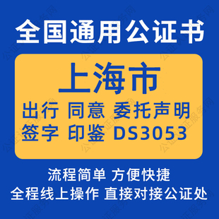 上海市公证委托书声明签名字房产买卖出行同意证据保全异地远程