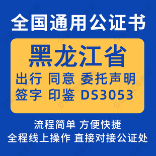 黑龙江省公证委托书声明签名字房产买卖出行同意证据保全异地远程
