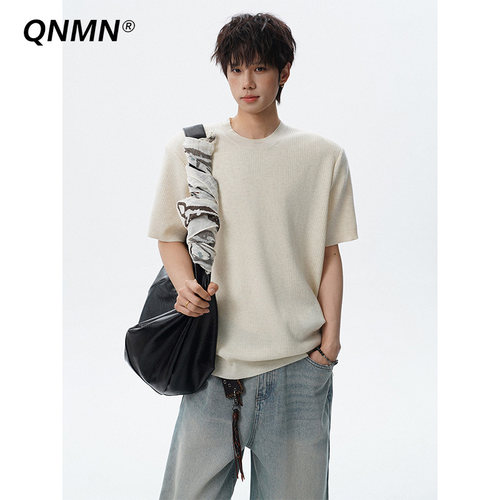 QNMN夏季简约男宽松短袖T恤百搭